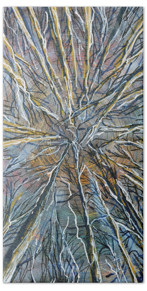 Branches Beach Towel featuring the painting Drawn #2 by Laura Hol Art