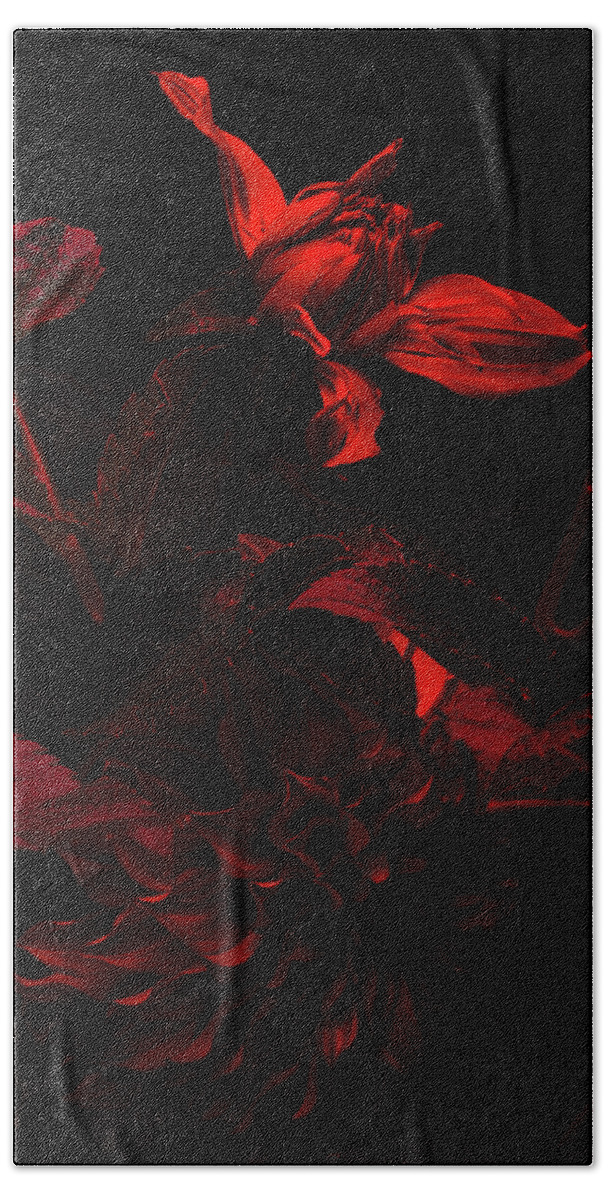 Red Beach Towel featuring the photograph Falling Slowly Into Red by Cynthia Dickinson