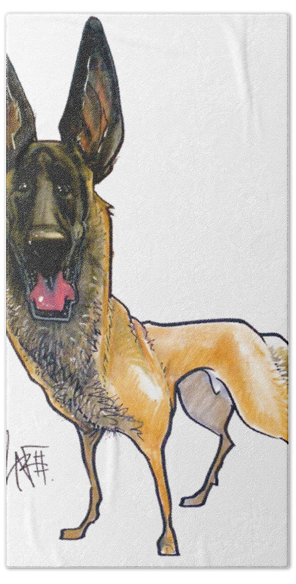 Dog Beach Towel featuring the drawing German Shepherd #1 by John LaFree