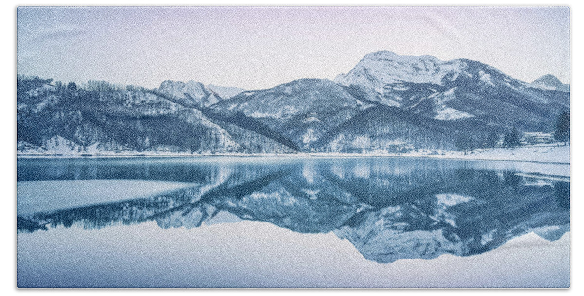 Lake Beach Towel featuring the photograph Reflections in the Lake of Gramolazzo by Stefano Orazzini
