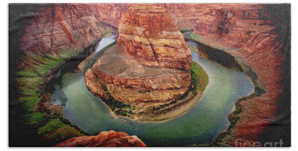 Horseshoe Bend Beach Towel featuring the digital art Horseshoe Bend #1 by Darcy Dietrich