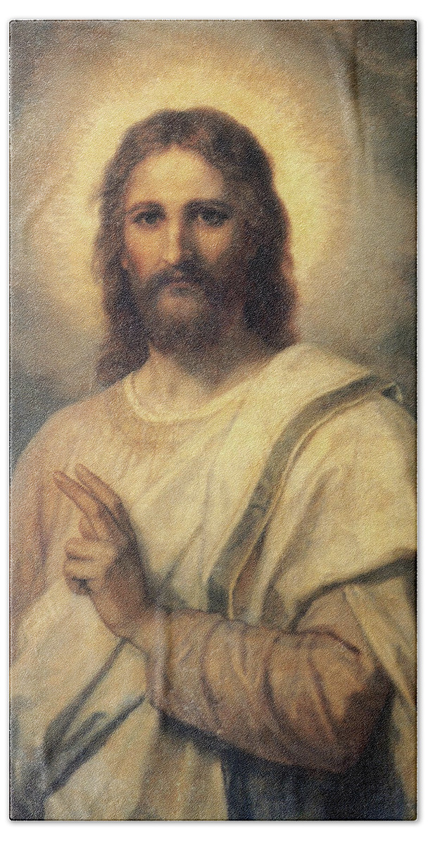 Heinrich Beach Sheet featuring the painting Jesus Christ #3 by Heinrich Hofmann