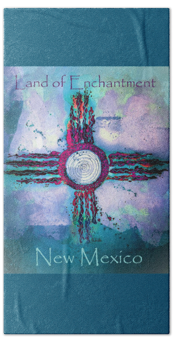 Zia Beach Sheet featuring the painting Land of Enchantment New Mexico #2 by Barbara Chichester