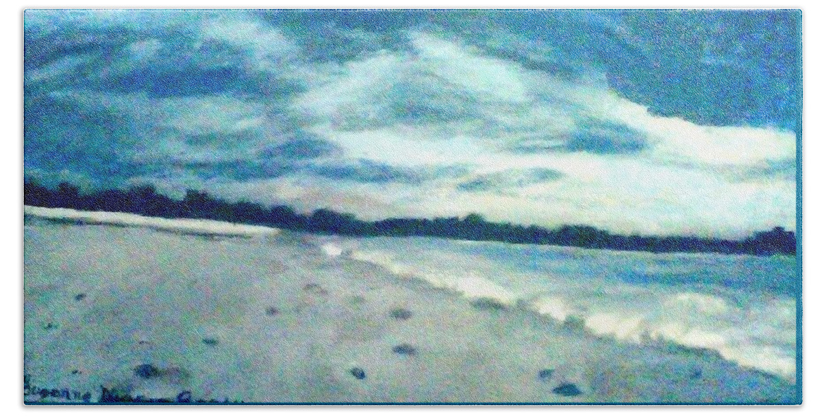 Florida Beach Towel featuring the painting Lido Beach Evening #2 by Suzanne Berthier