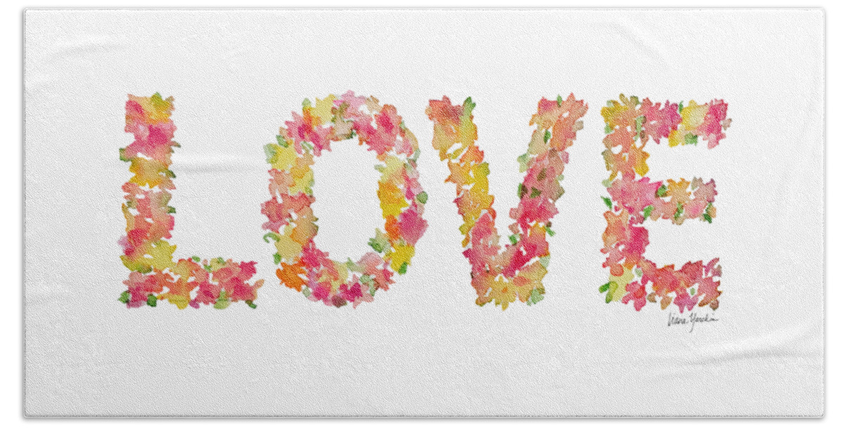 Wedding Beach Towel featuring the painting Love - Flower letters #1 by Liana Yarckin