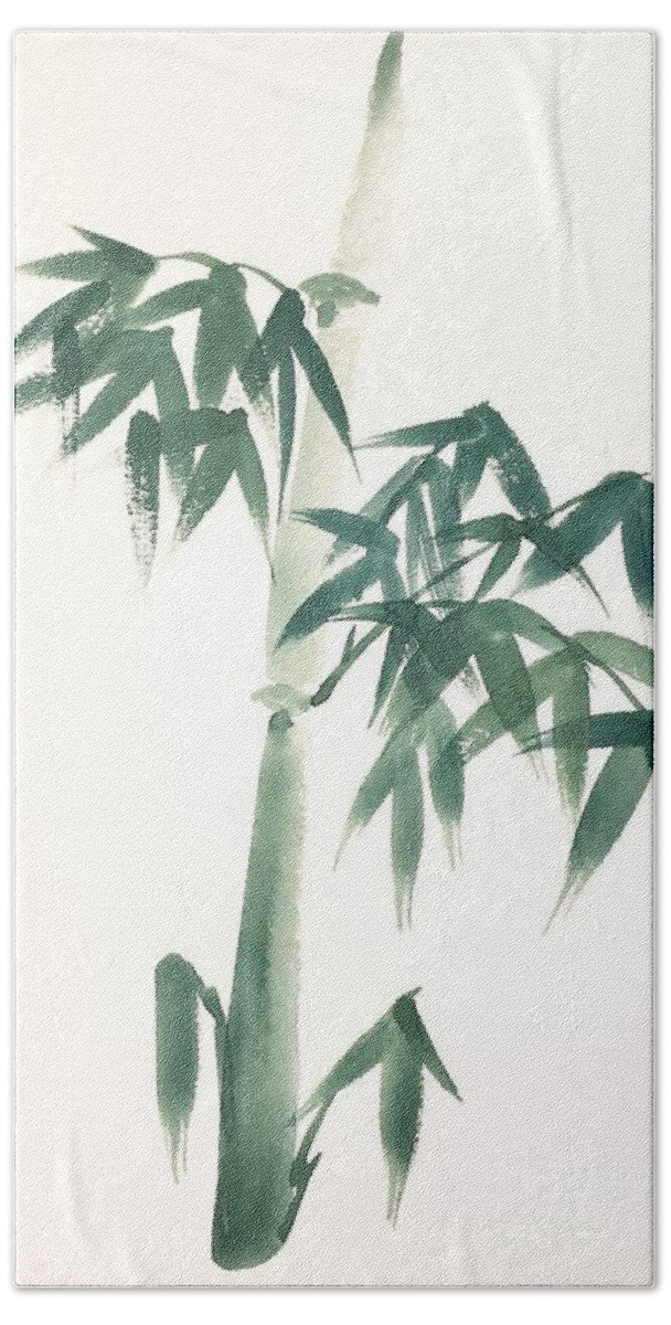 Strength Beach Towel featuring the painting Lucky Bamboo #1 by Margaret Welsh Willowsilk