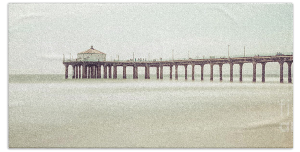 America Beach Towel featuring the photograph Manhattan Beach Pier California Panorama Photo #1 by Paul Velgos