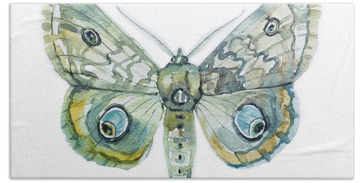 Facemask Beach Towel featuring the painting Moth by Luisa Millicent