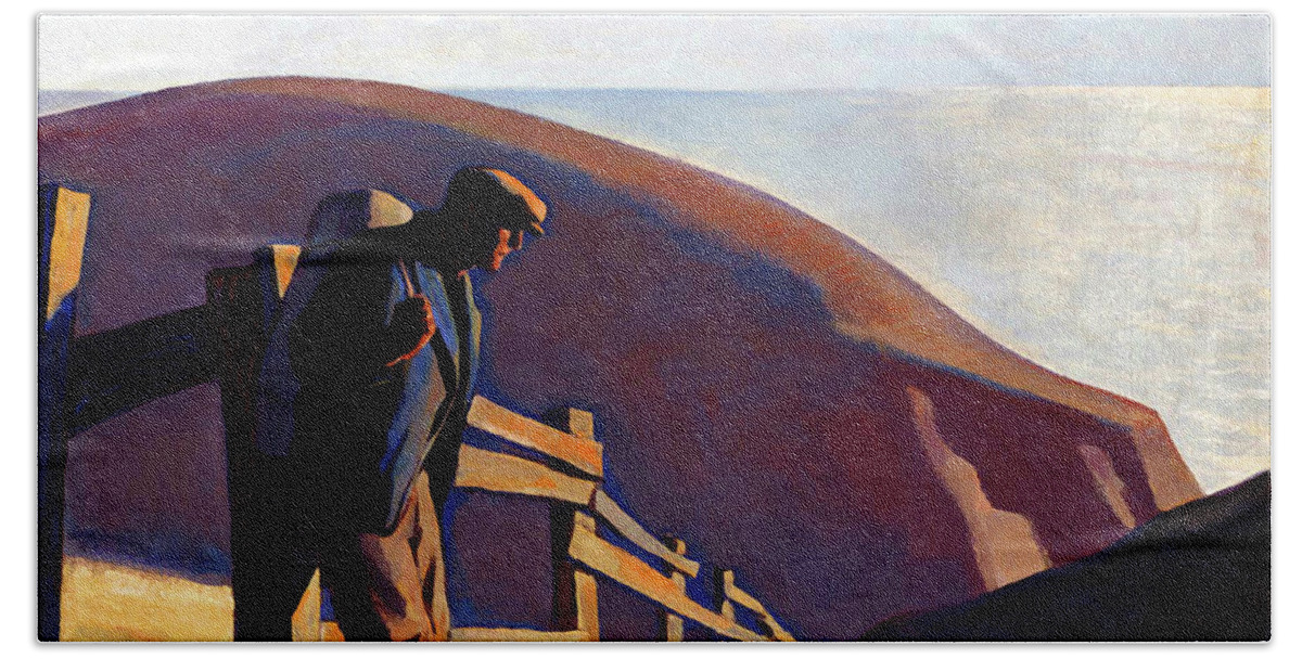 Maynard Dixon Beach Towel featuring the painting Maynard Dixon - No Place to Go by Jon Baran