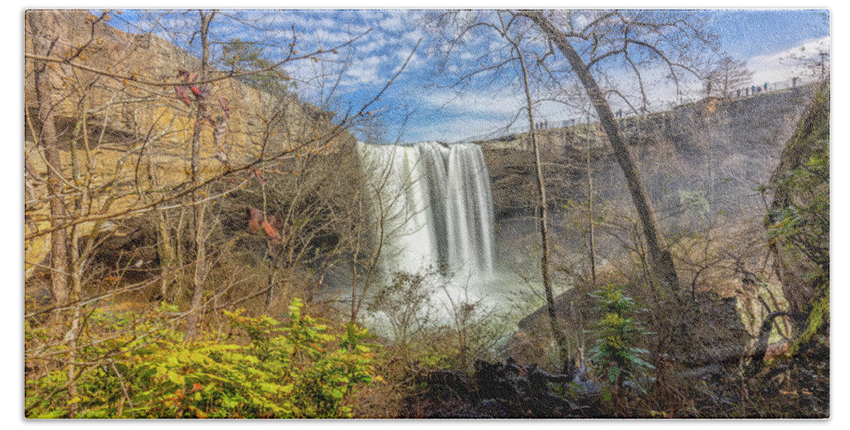 Waterfall Beach Towel featuring the photograph Noccalula Falls in Gadsen, AL #1 by Peter Ciro
