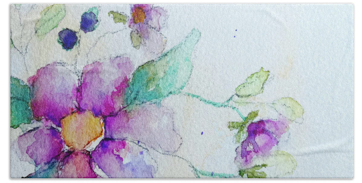 Watercolor Beach Towel featuring the painting Petals by Roxy Rich