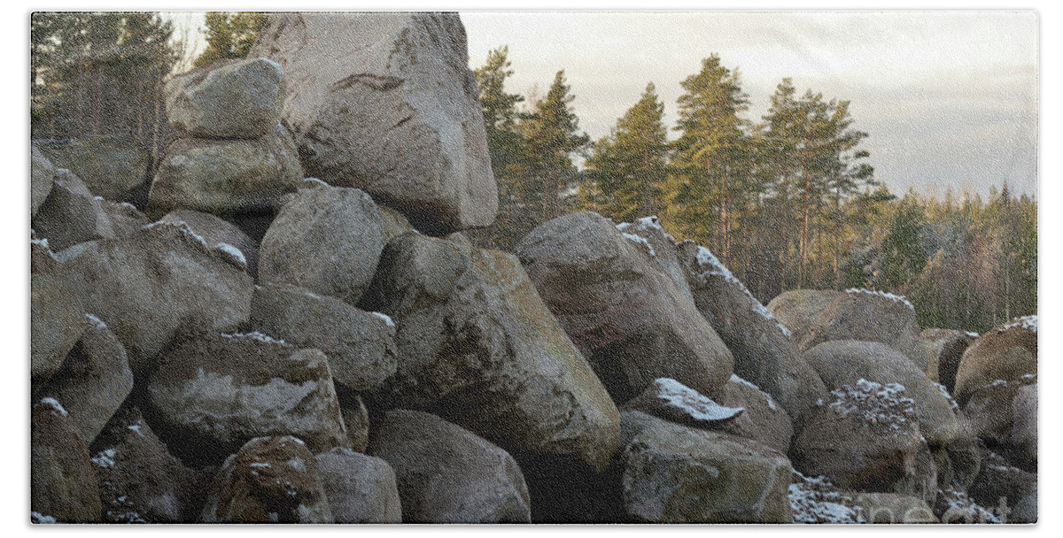 Big Beach Towel featuring the photograph Pile of rocks #1 by Esko Lindell