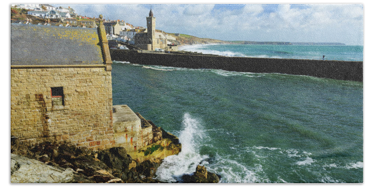 Porthleven Beach Towel featuring the photograph Porthleven #1 by Ian Middleton