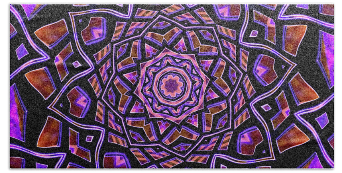 Mandala Beach Towel featuring the digital art Purple Canon #2 by Dave Turner