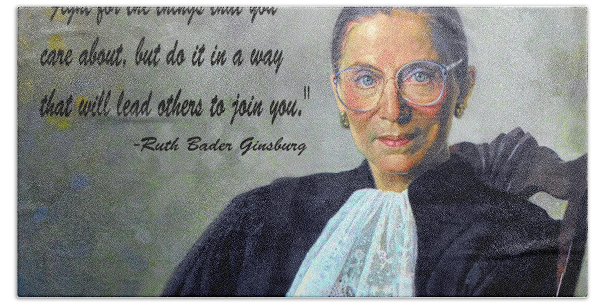  Ruth Bader Ginsburg Beach Towel featuring the painting Ruth Bader Ginsburg Painting #1 by Supreme Court of the United States