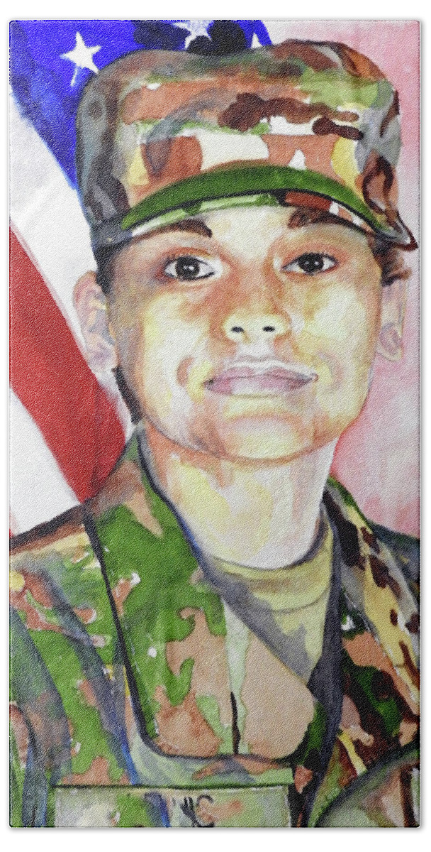 Woman Beach Towel featuring the painting Soldier #1 by Barbara F Johnson