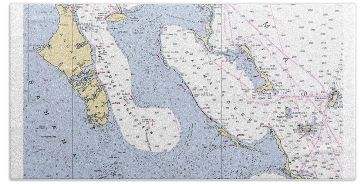 The Bahama Islands From Noaa Chart 11013. Nautical Map Beach Sheet featuring the digital art The Bahama Islands From Noaa Chart 11013 #1 by Nautical Chartworks