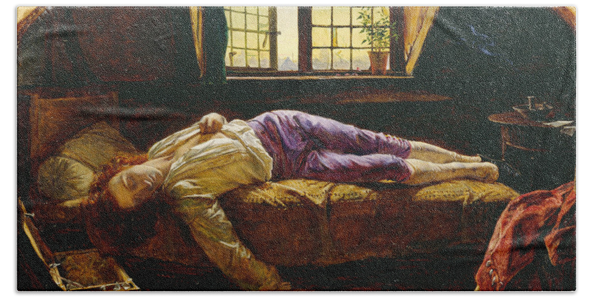 The Death of Chatterton #1 Beach Towel by Henry Wallis - Pixels