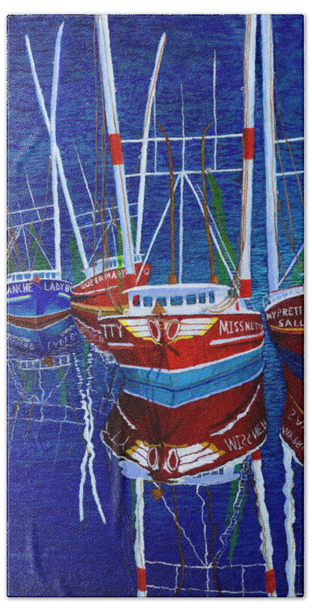 Boat Beach Towel featuring the painting The Four Ladies #1 by David Joyner