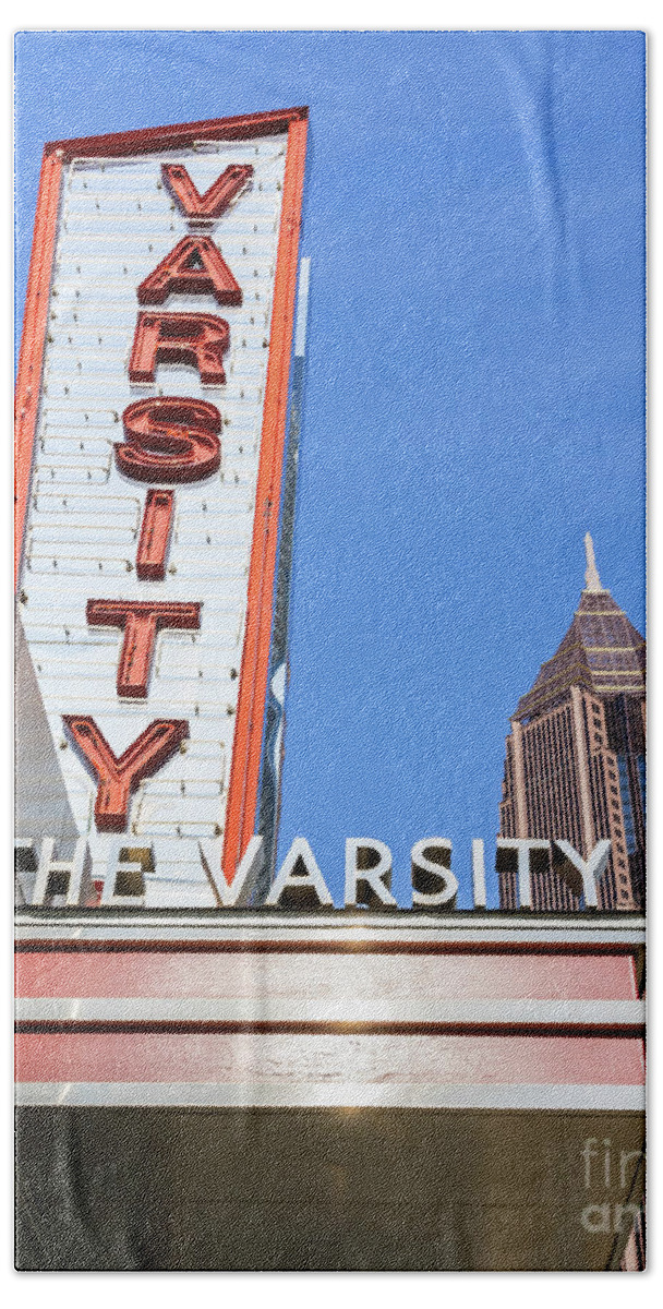 Architecture Beach Towel featuring the photograph The Varsity - Atlanta GA #1 by Sanjeev Singhal
