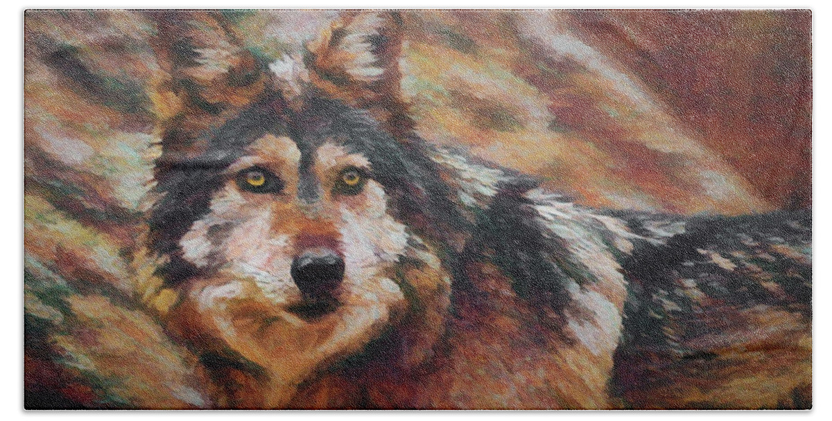 Wolf Beach Towel featuring the digital art The Wolf Da #1 by Ernest Echols