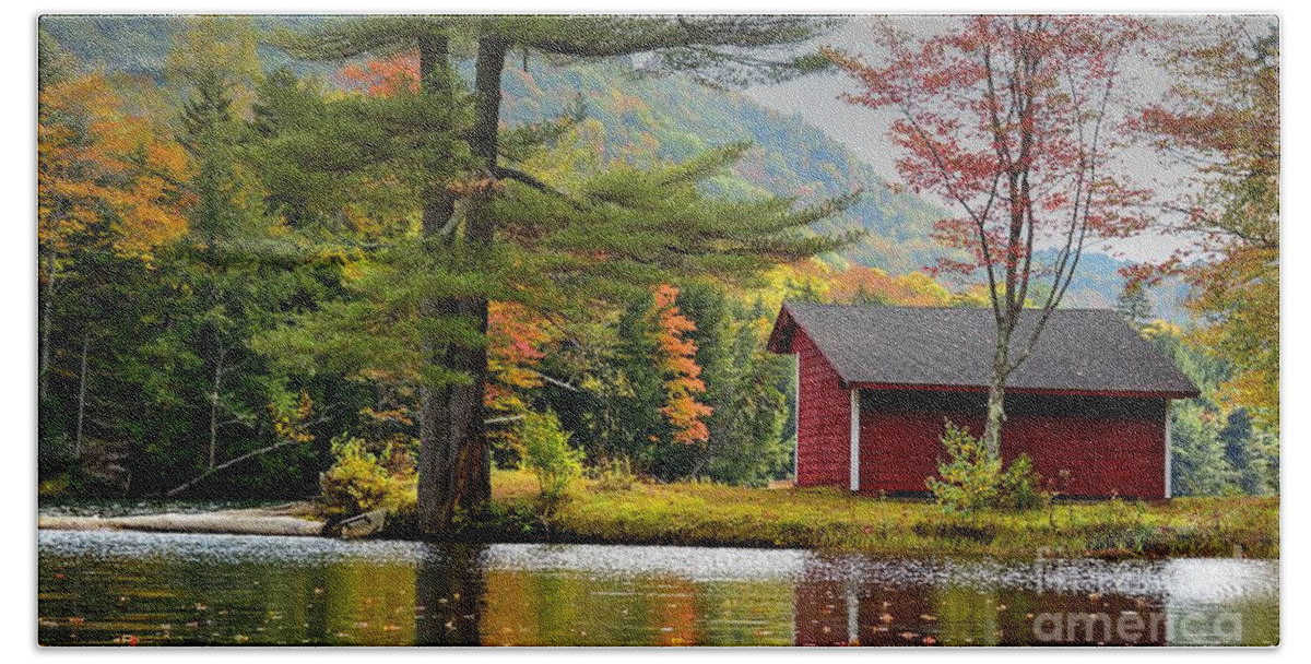 Autumn Beach Towel featuring the photograph Tranquility in Vermont #1 by Steve Brown