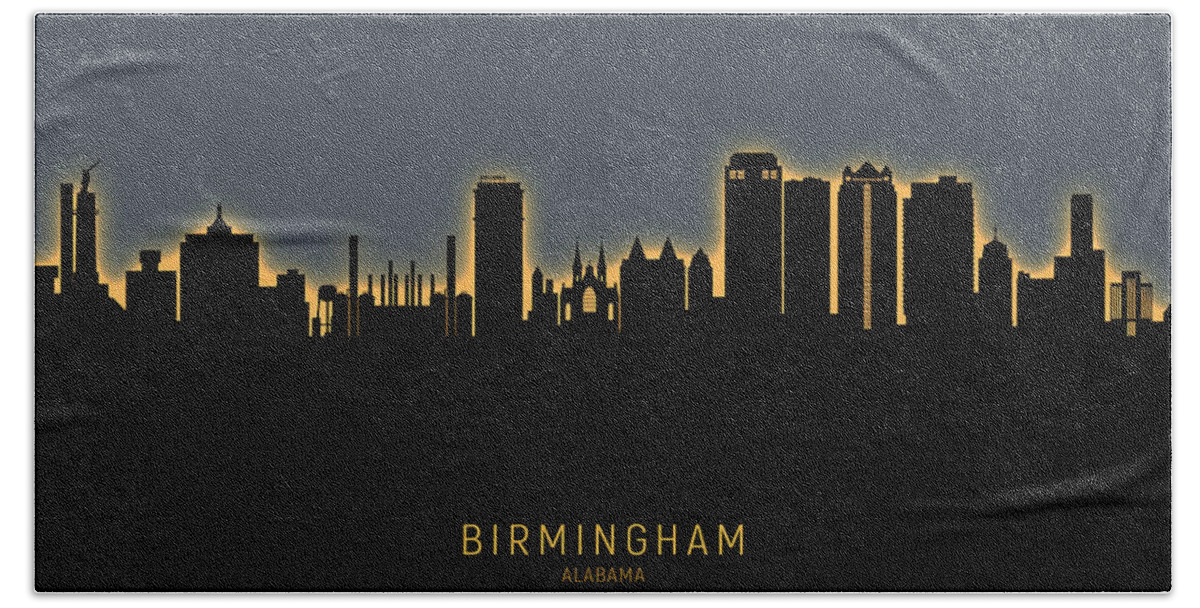Birmingham Beach Towel featuring the digital art Birmingham Alabama Skyline by Michael Tompsett