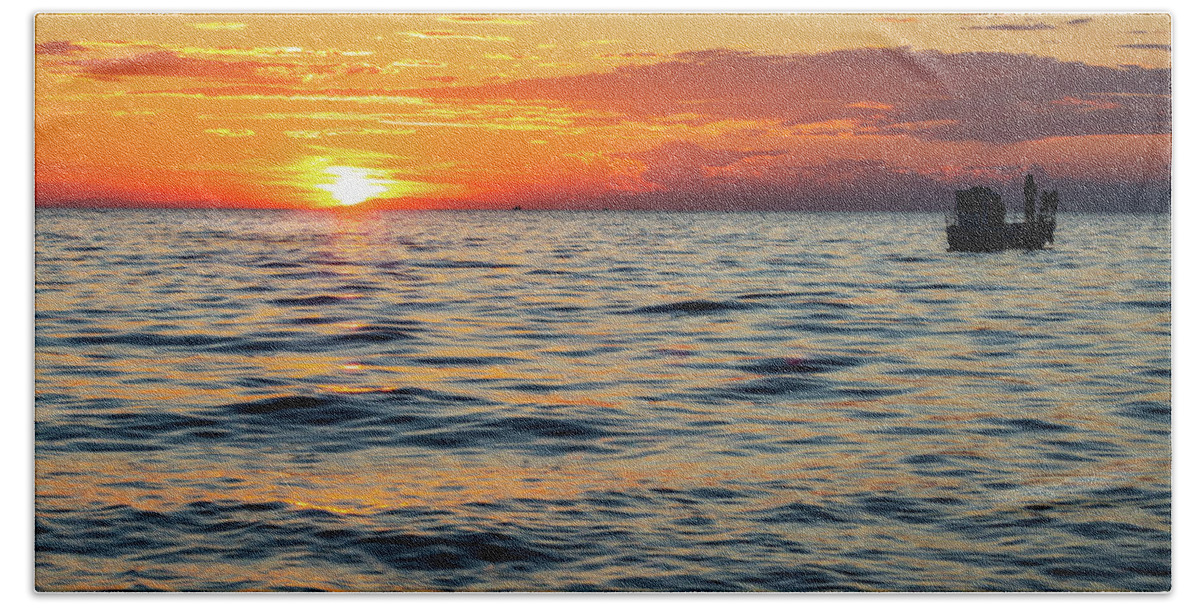 Strunjan Beach Towel featuring the photograph Sunset at Strunjan #10 by Ian Middleton