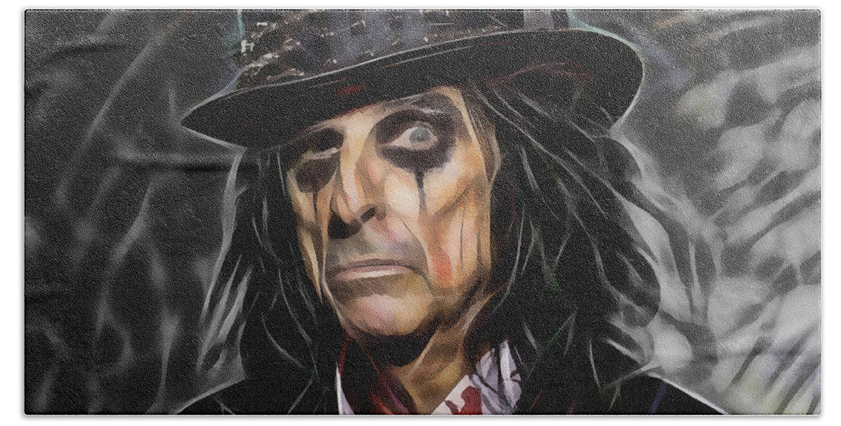 Alice Cooper Beach Towel featuring the mixed media Alice Cooper Collection #12 by Marvin Blaine