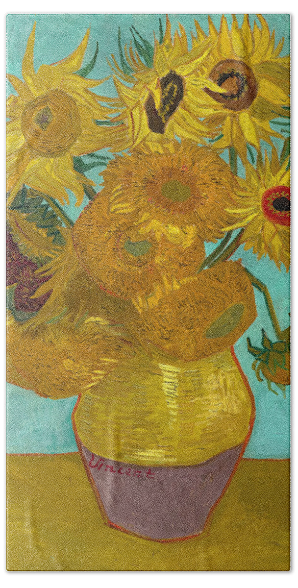 Sunflowers Beach Towel featuring the painting Sunflowers by Vincent Van Gogh