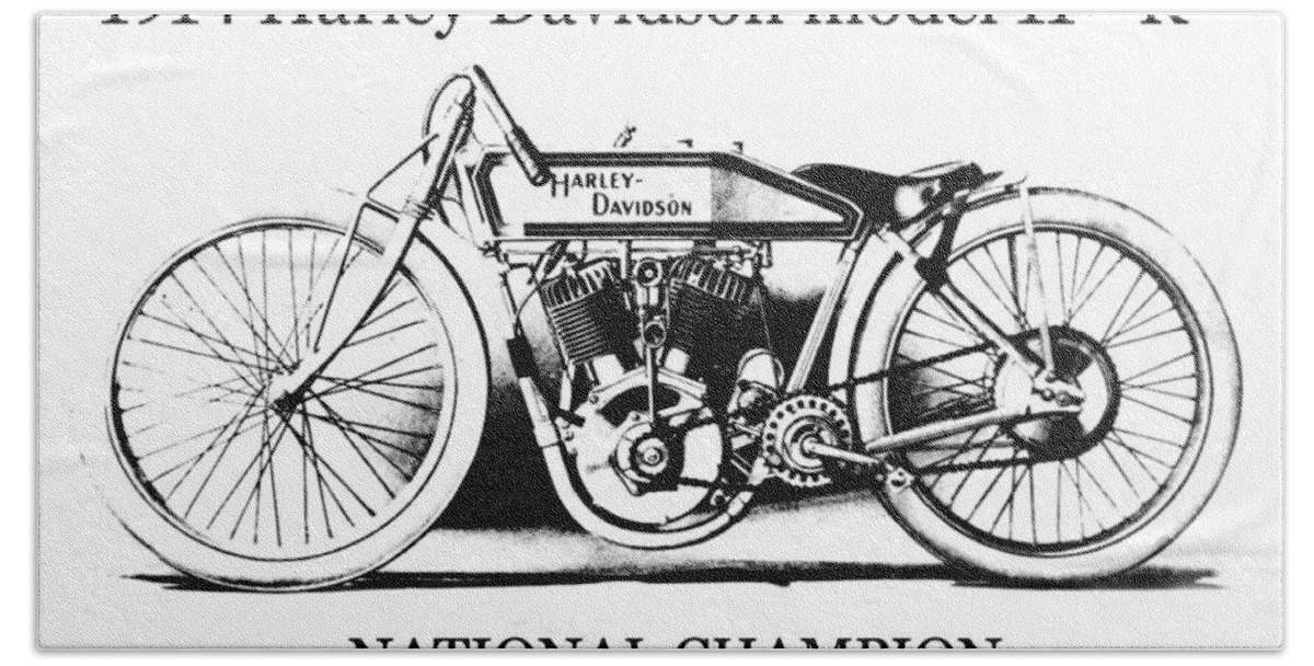 Harley Davidson Beach Towel featuring the mixed media 1914 Harley Davidson model 11 K by David Lee Thompson