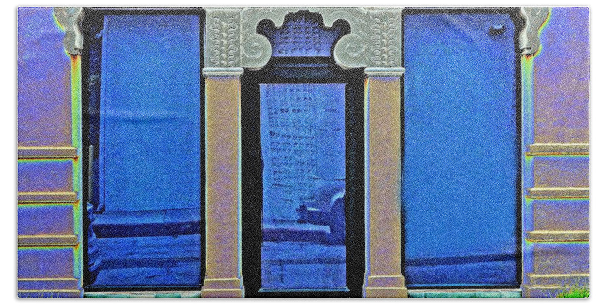 Art Deco Beach Towel featuring the photograph 1930 Deco Doorway by Andrew Lawrence