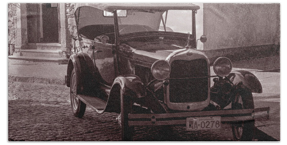 Vintage Beach Towel featuring the photograph 1930 Ford Model-A Roadster by Matthew Bamberg
