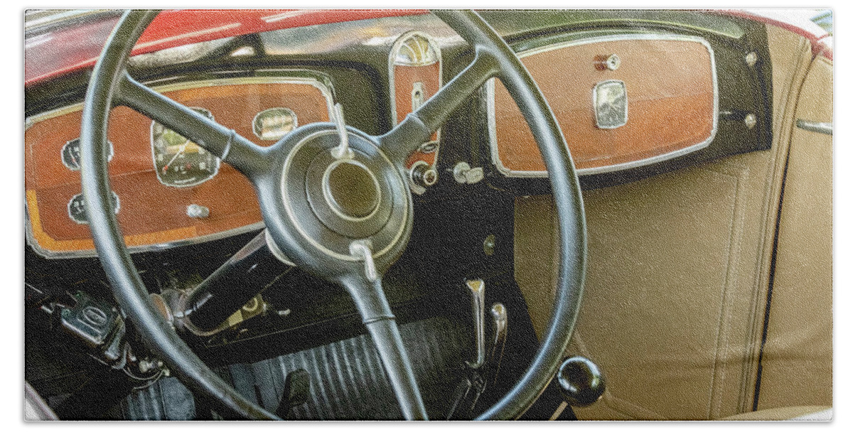 1900s Beach Towel featuring the photograph 1932 Buick Dashboard by Jack R Perry