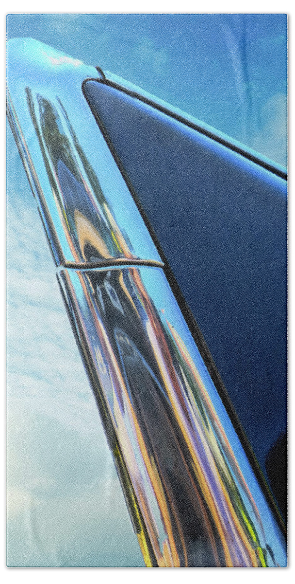 Chevy Beach Towel featuring the photograph 1957 Chevy Bel Air Tail Fin by Allen Beatty