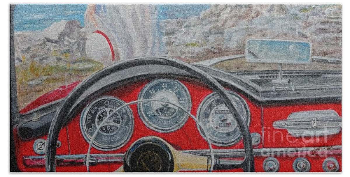 Transportation Beach Towel featuring the painting 1962 Alfa Romeo by Sinisa Saratlic