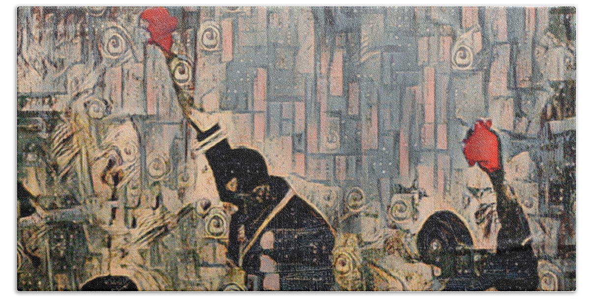 Metal Beach Towel featuring the painting 1968 Olympics Black Power salute Painting 4 by Tony Rubino
