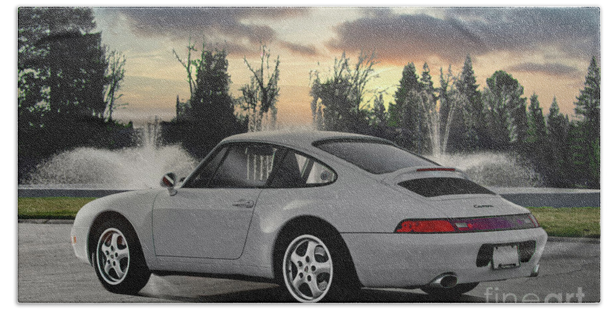 1995 Porsche Carrera Beach Towel featuring the photograph 1995 Porsche Carrera '3 qtr Rear View' by Dave Koontz