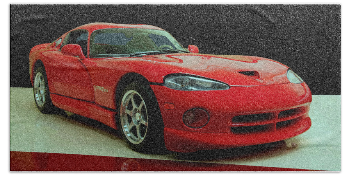 1997 Beach Sheet featuring the photograph 1997 Dodge Viper GTS Red by Flees Photos