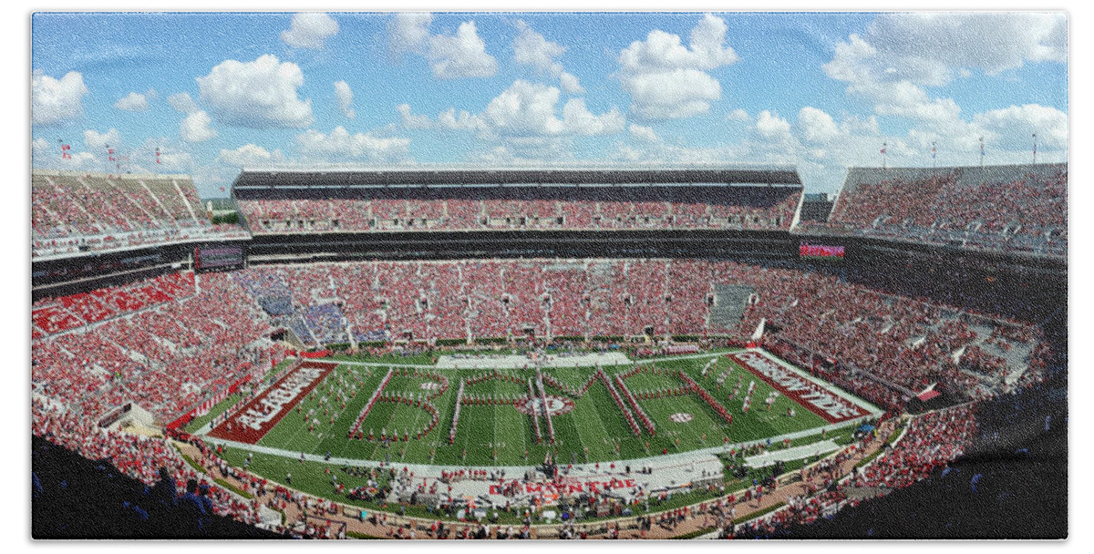 Gameday Beach Towel featuring the photograph Bama Spell Out Panorama #2 by Kenny Glover
