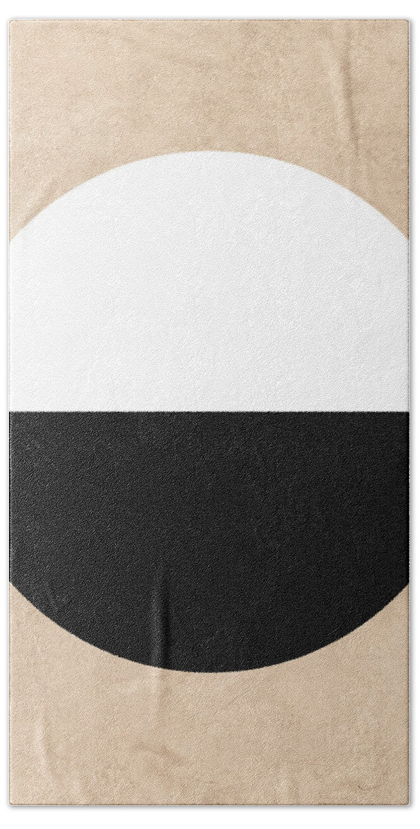 Abstract Beach Towel featuring the mixed media Black And White Minimalist Abstract Geometric Art #2 by Modern Abstract