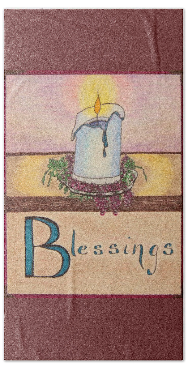 Blessings Beach Towel featuring the drawing Blessings #1 by Karen Nice-Webb