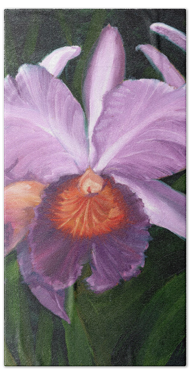 Orchid Beach Sheet featuring the painting Lavender Orchid #2 by Alice Leggett