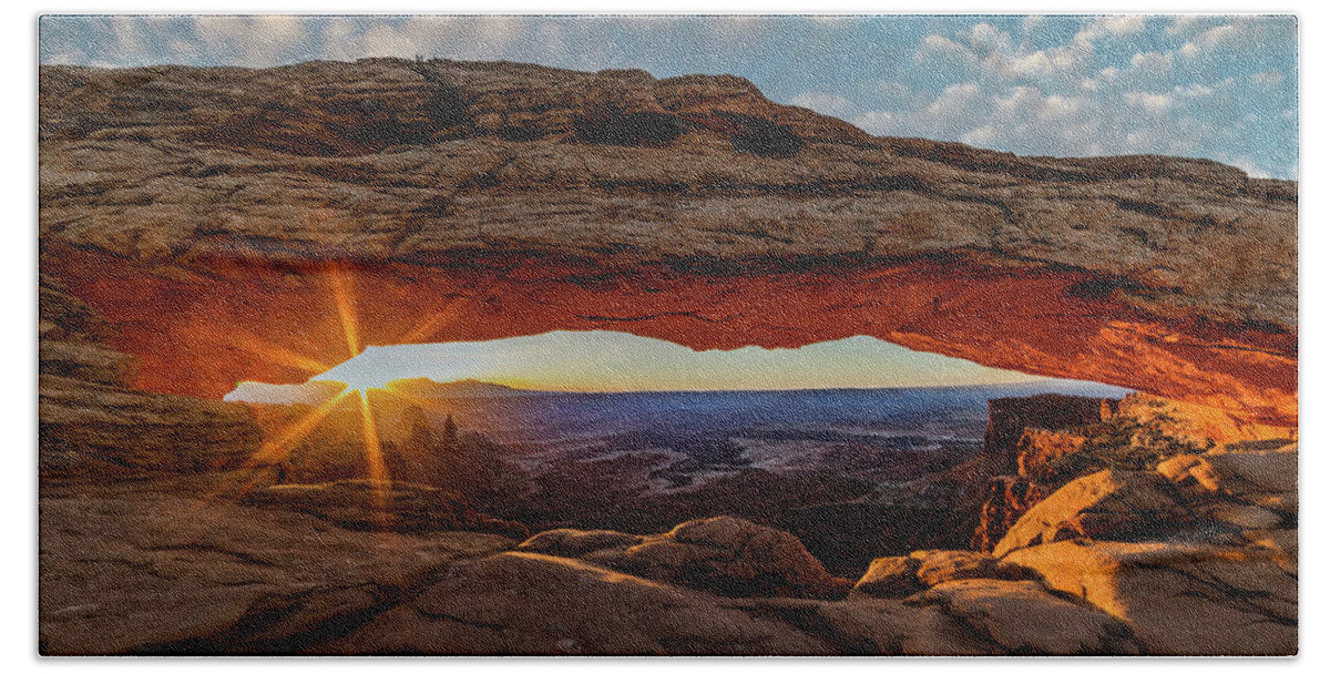 Mesa Arch Beach Towel featuring the photograph Mesa Arch Sunrise #2 by Dan Norris