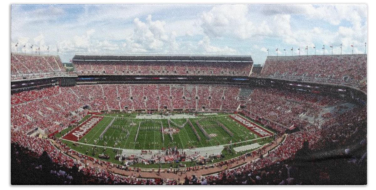 Gameday Beach Towel featuring the photograph Panorama Bryant-Denny Stadium #3 by Kenny Glover