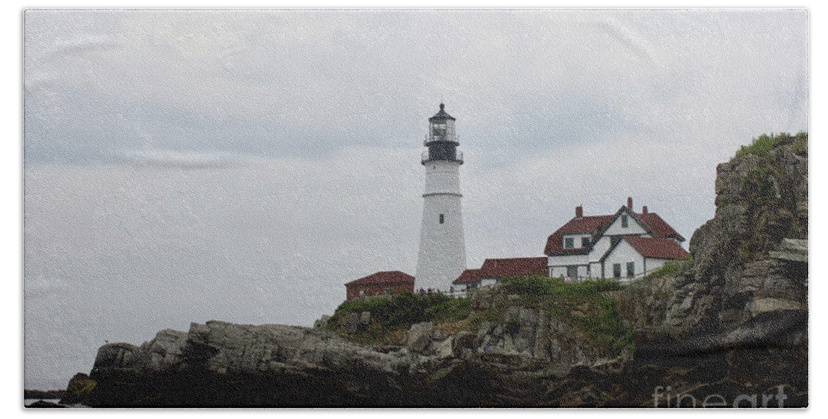 Lighthouse Beach Towel featuring the photograph Portland headlight by Annamaria Frost