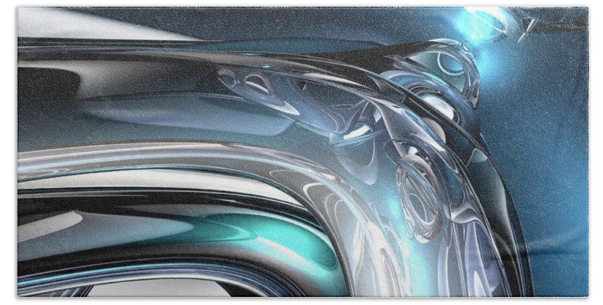 Abstract Beach Towel featuring the digital art Reflections of Blue by Phil Perkins