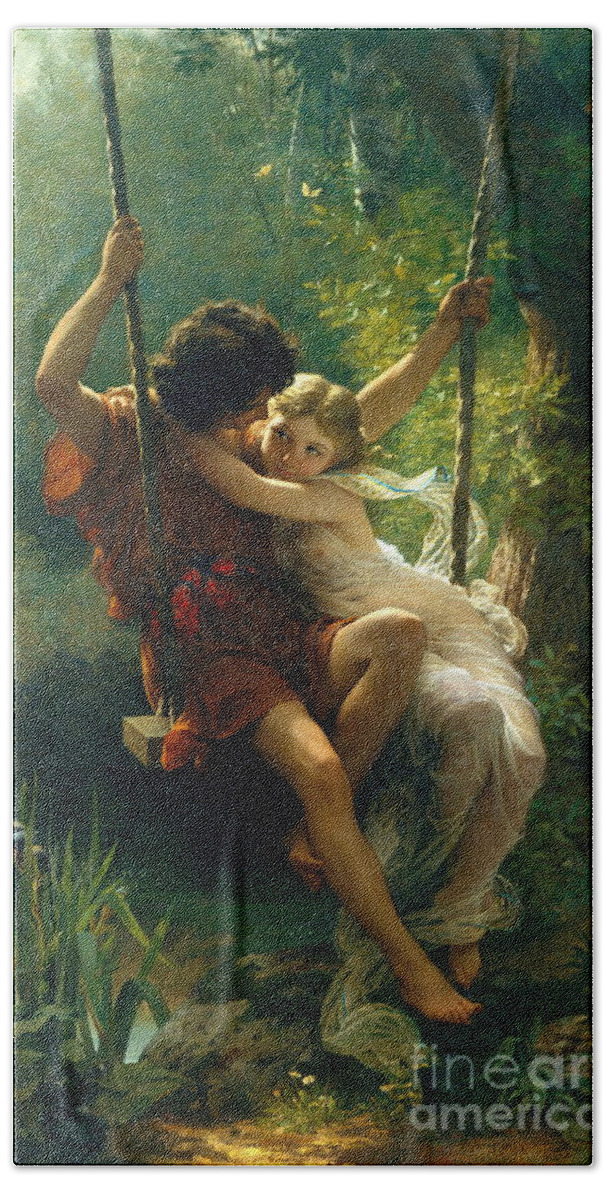 Pierre Auguste Cot Beach Towel featuring the painting Springtime #2 by Pierre Auguste Cot