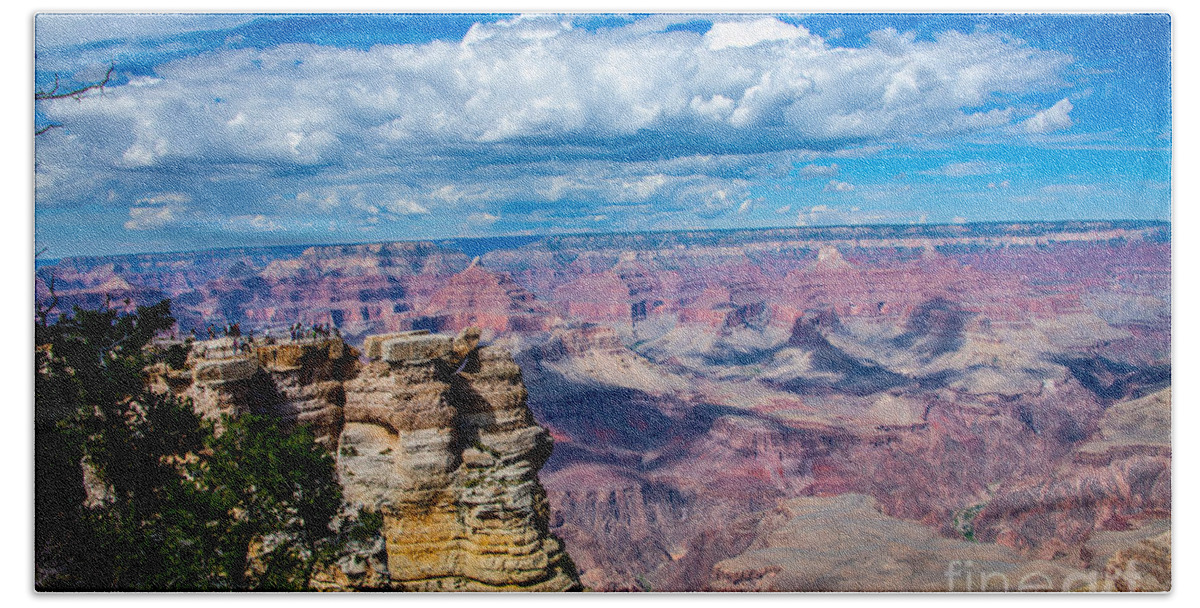 The Grand Canyon South Rim Beach Towel featuring the digital art The Grand Canyon South Rim by Tammy Keyes