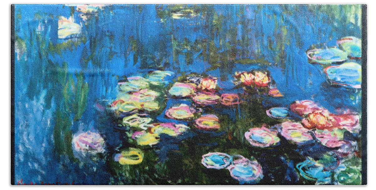 Claude Monet Beach Towel featuring the painting Waterlilies 1914 #2 by Claude Monet